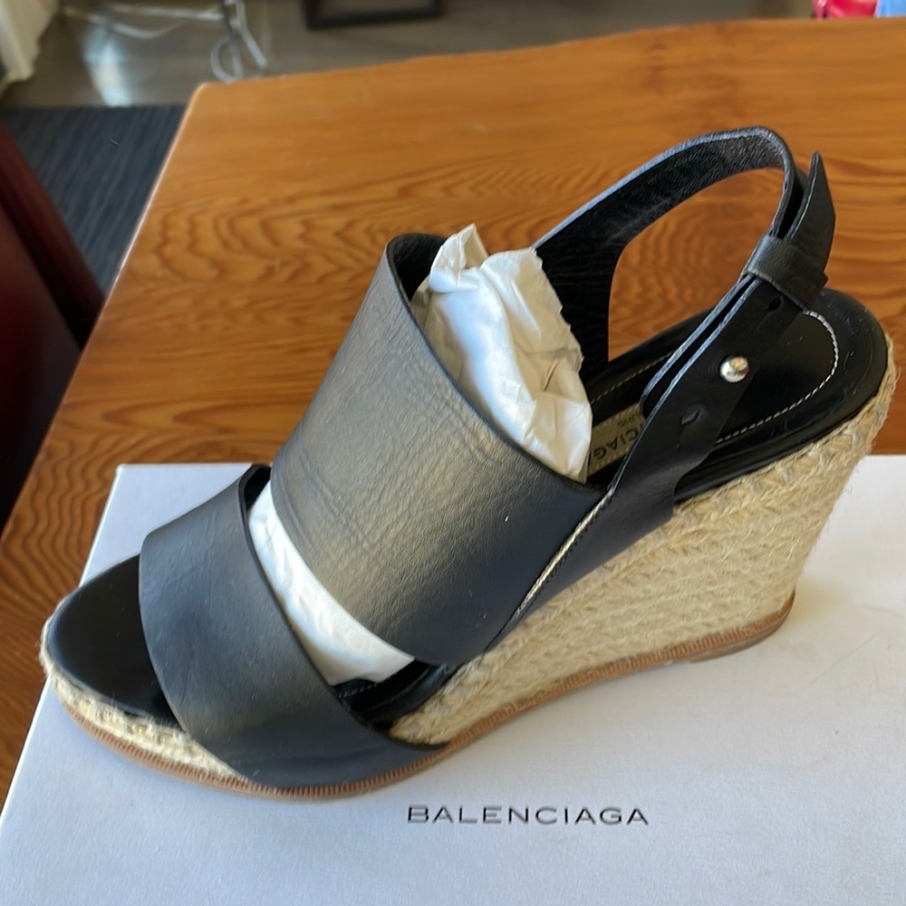 Balenciaga Paris Black leather wedge size 39